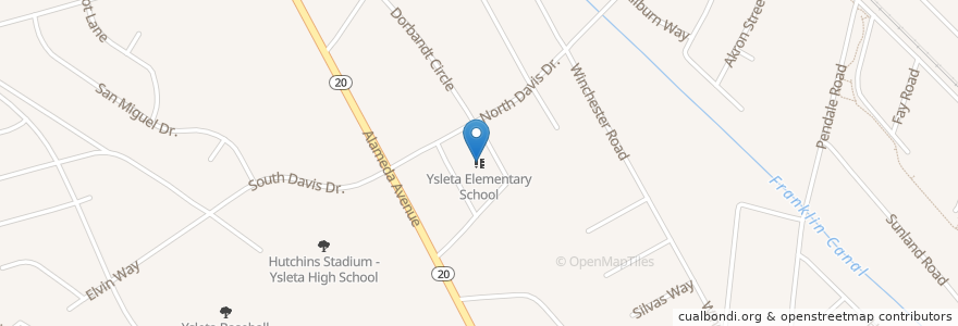 Mapa de ubicacion de Ysleta Elementary School en アメリカ合衆国, テキサス州, El Paso County, El Paso.