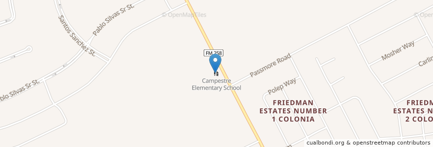 Mapa de ubicacion de Campestre Elementary School en アメリカ合衆国, テキサス州, El Paso County, Socorro.