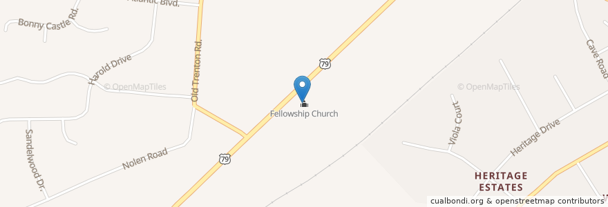 Mapa de ubicacion de Fellowship Church en Vereinigte Staaten Von Amerika, Tennessee, Montgomery County, Clarksville.