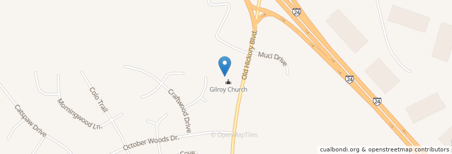 Mapa de ubicacion de Gilroy Church en 미국, 테네시, Nashville-Davidson.