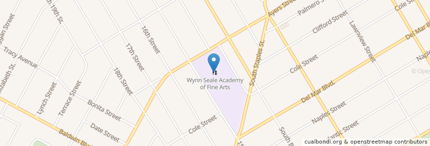 Mapa de ubicacion de Wynn Seale Academy of Fine Arts en ایالات متحده آمریکا, Corpus Christi, تگزاس, Nueces County.