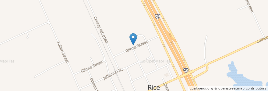 Mapa de ubicacion de Rice Elementary School en 미국, 텍사스, Navarro County, Rice.