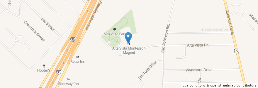 Mapa de ubicacion de Alta Vista Montessori Magnet en Amerika Birleşik Devletleri, Teksas, Mclennan County, Waco.