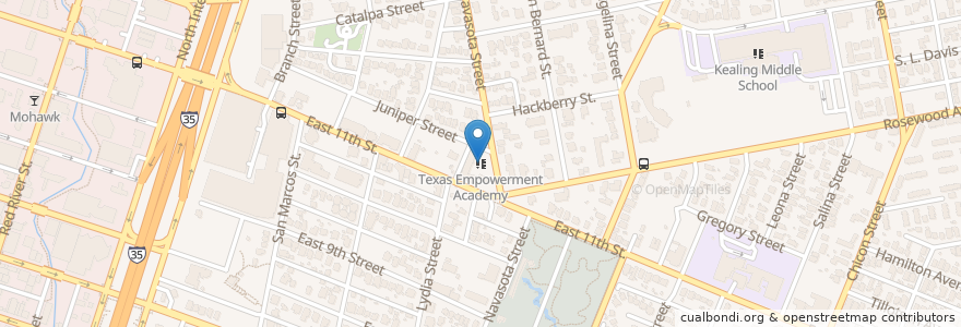 Mapa de ubicacion de Texas Empowerment Academy en Estados Unidos Da América, Texas, Travis County, Austin.