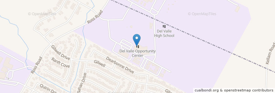 Mapa de ubicacion de Del Valle Opportunity Center en Estados Unidos Da América, Texas, Travis County.