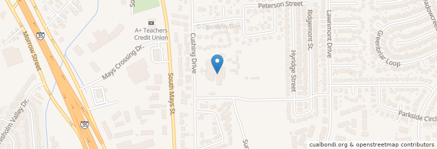 Mapa de ubicacion de Xenia Voigt Elementary School en United States, Texas, Round Rock, Williamson County.