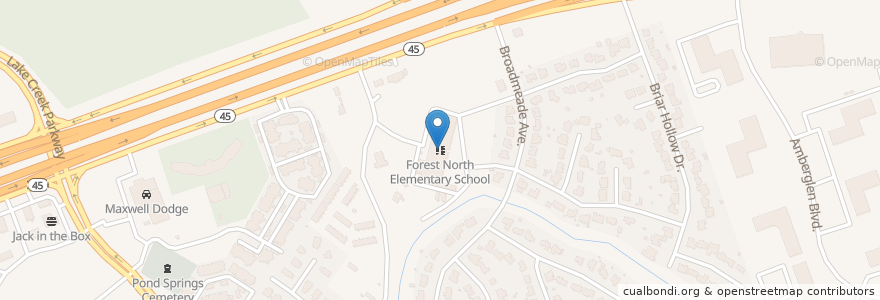 Mapa de ubicacion de Forest North Elementary School en United States, Texas, Williamson County, Austin.