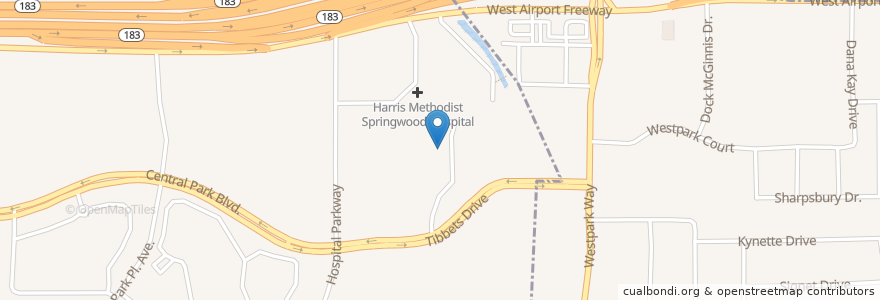 Mapa de ubicacion de Harris Methodist Springwood Hospital en United States, Texas, Tarrant County, Bedford.