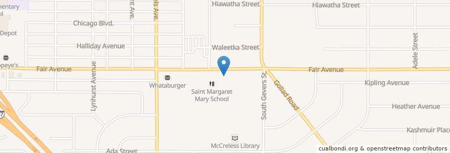 Mapa de ubicacion de Saint Margaret Marys Church en アメリカ合衆国, テキサス州, Bexar County, サンアントニオ.