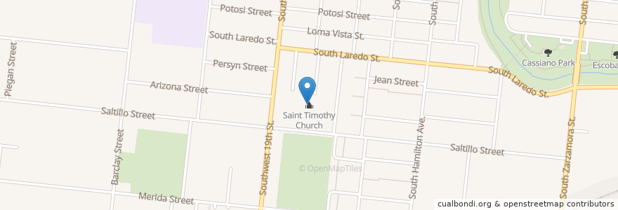 Mapa de ubicacion de Saint Timothy Church en Estados Unidos De América, Texas, Bexar County, San Antonio.