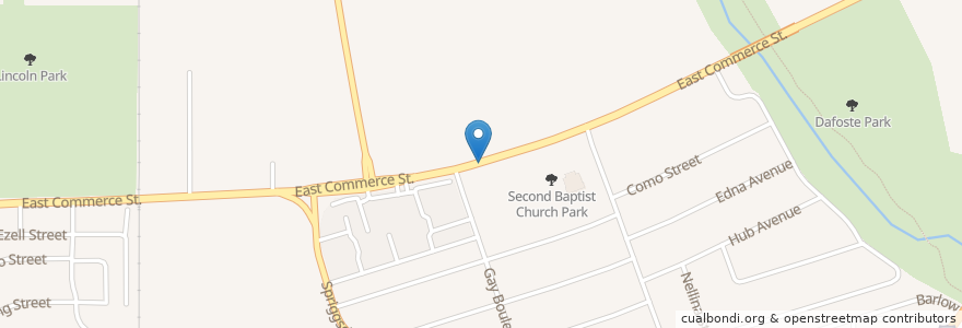 Mapa de ubicacion de Second Baptist Church en 미국, 텍사스, Bexar County, San Antonio.