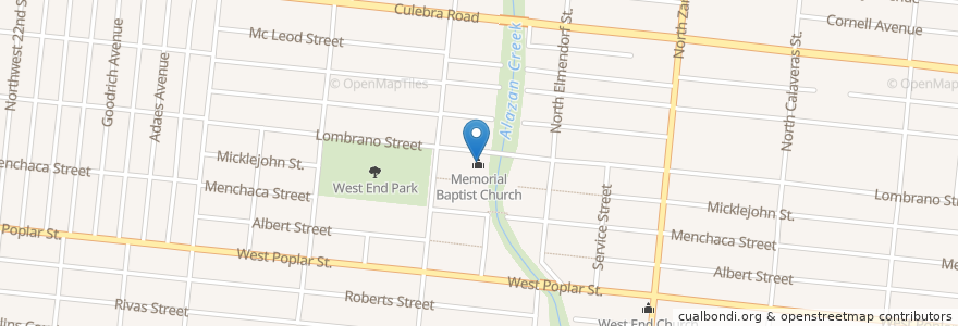 Mapa de ubicacion de Memorial Baptist Church en Vereinigte Staaten Von Amerika, Texas, Bexar County, San Antonio.