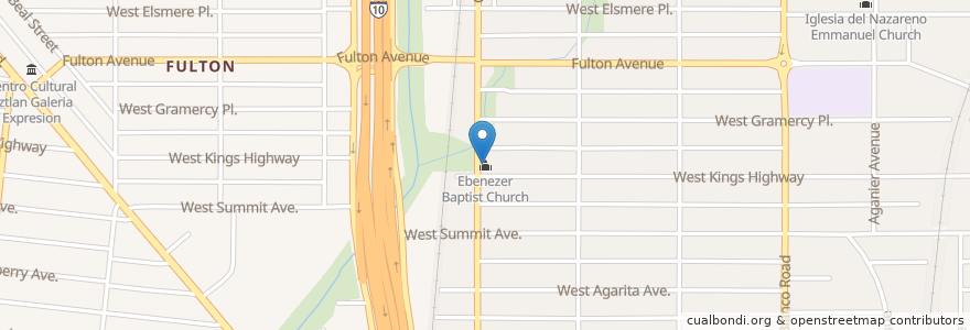 Mapa de ubicacion de Ebenezer Baptist Church en 美利坚合众国/美利堅合眾國, 得克萨斯州 / 德克薩斯州 / 德薩斯州, Bexar County, San Antonio.