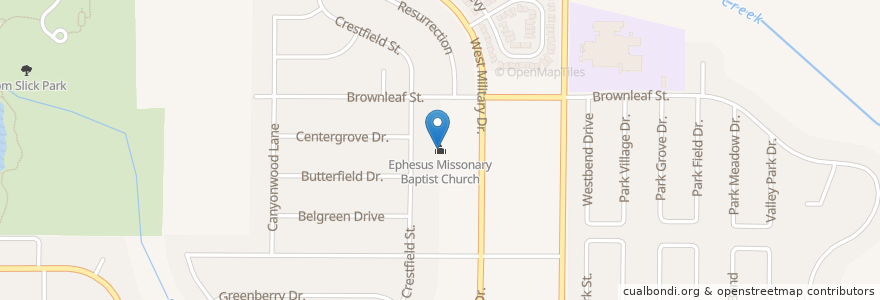 Mapa de ubicacion de Ephesus Missonary Baptist Church en États-Unis D'Amérique, Texas, Bexar County, San Antonio.