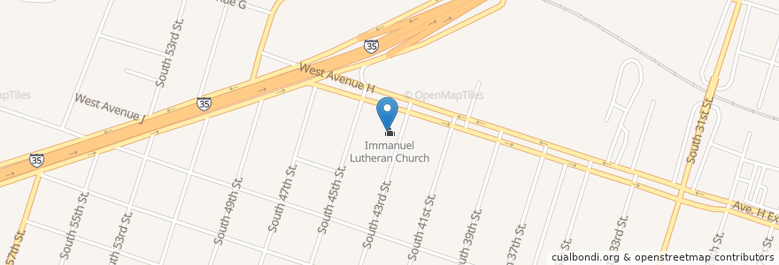 Mapa de ubicacion de Immanuel Lutheran Church en Vereinigte Staaten Von Amerika, Texas, Bell County, Temple.