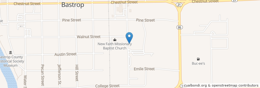 Mapa de ubicacion de Macedonia First Baptist Church en アメリカ合衆国, テキサス州, Bastrop County, Bastrop.