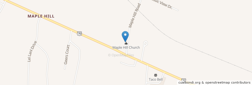 Mapa de ubicacion de Maple Hill Church en ایالات متحده آمریکا, تنسی, Wilson County, Lebanon.