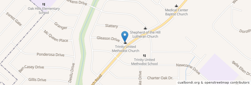Mapa de ubicacion de Trinity United Methodist Church en Stati Uniti D'America, Texas, Bexar County, San Antonio.