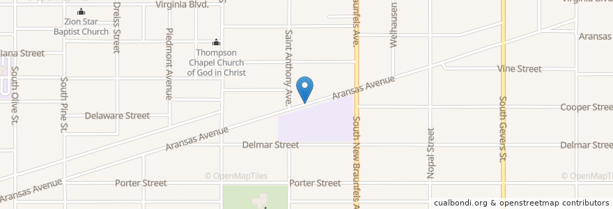 Mapa de ubicacion de El Mesias United Methodist Church en Estados Unidos Da América, Texas, Bexar County, San Antonio.
