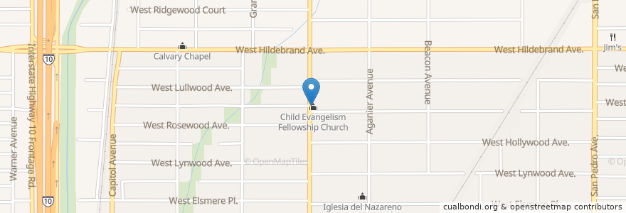 Mapa de ubicacion de Child Evangelism Fellowship Church en الولايات المتّحدة الأمريكيّة, تكساس, مقاطعة بيكسار, سان أنطونيو.