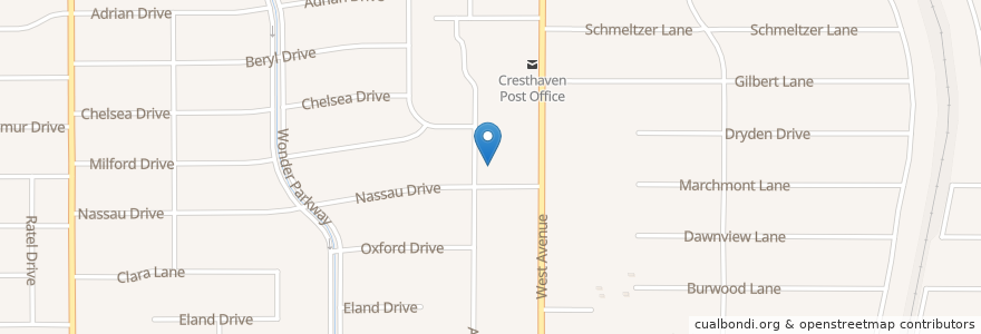 Mapa de ubicacion de Gethsemane Lutheran Church en 미국, 텍사스, Bexar County, San Antonio.