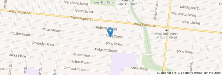 Mapa de ubicacion de Rivas Street Church of God in Christ en Estados Unidos Da América, Texas, Bexar County, San Antonio.