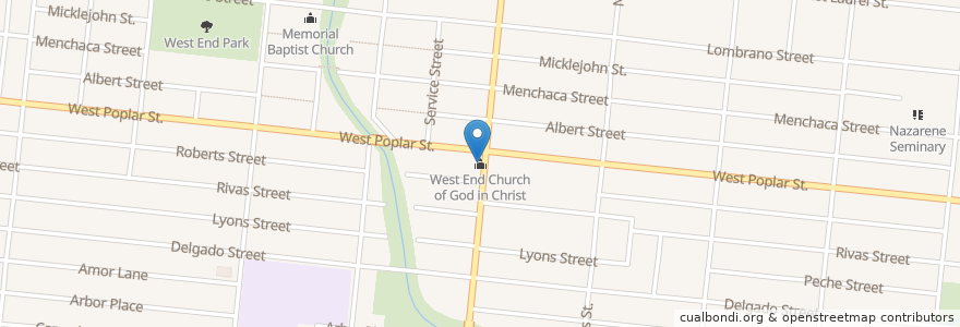 Mapa de ubicacion de West End Church of God in Christ en Соединённые Штаты Америки, Техас, Bexar County, Сан-Антонио.