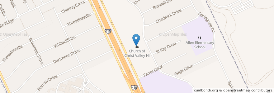 Mapa de ubicacion de Church of Christ Valley Hi en ایالات متحده آمریکا, تگزاس, Bexar County, San Antonio.