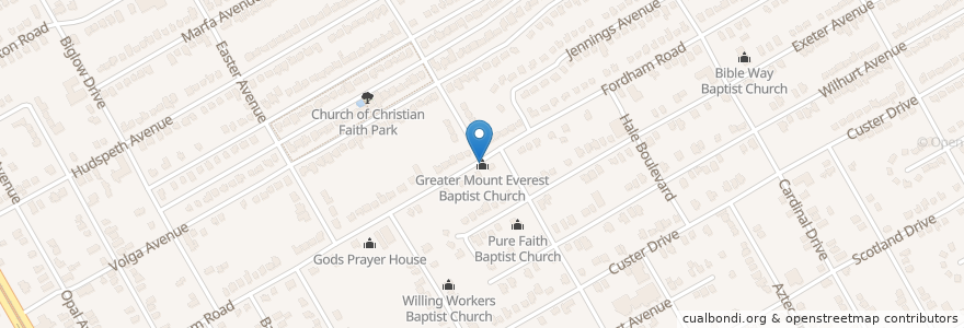 Mapa de ubicacion de Greater Mount Everest Baptist Church en Estados Unidos De América, Texas, Dallas, Dallas County.