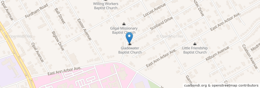 Mapa de ubicacion de Gladewater Baptist Church en United States, Texas, Dallas, Dallas County.