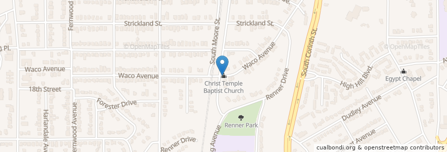 Mapa de ubicacion de Christ Temple Baptist Church en Estados Unidos De América, Texas, Dallas, Dallas County.
