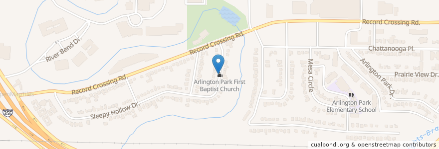 Mapa de ubicacion de Arlington Park First Baptist Church en Vereinigte Staaten Von Amerika, Texas, Dallas, Dallas County.
