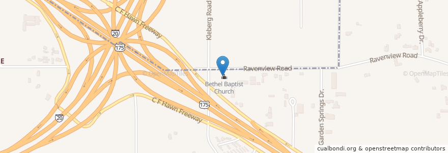 Mapa de ubicacion de Bethel Baptist Church en États-Unis D'Amérique, Texas, Dallas County, Dallas.