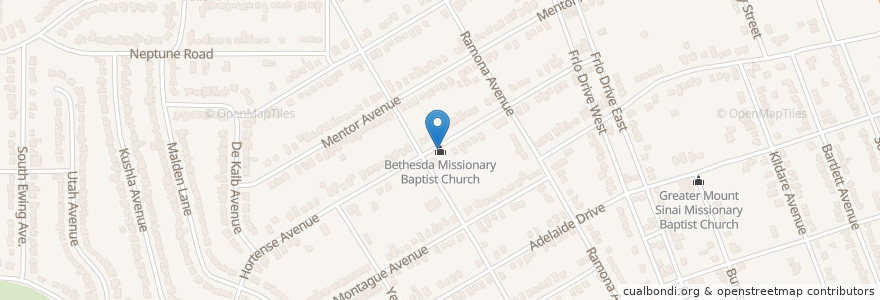 Mapa de ubicacion de Bethesda Missionary Baptist Church en الولايات المتّحدة الأمريكيّة, تكساس, Dallas, Dallas County.
