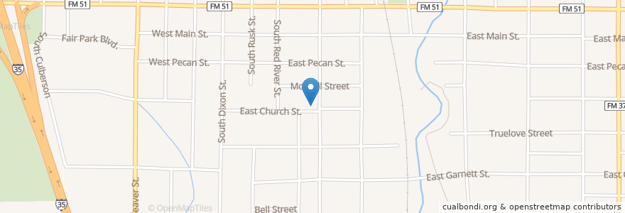 Mapa de ubicacion de First Presbyterian Church en 美利坚合众国/美利堅合眾國, 得克萨斯州 / 德克薩斯州 / 德薩斯州, Cooke County, Gainesville.