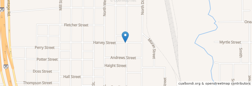 Mapa de ubicacion de Harvey Street Baptist Church en الولايات المتّحدة الأمريكيّة, تكساس, Cooke County, Gainesville.
