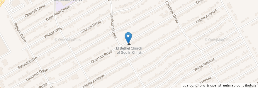 Mapa de ubicacion de El Bethel Church of God in Christ en الولايات المتّحدة الأمريكيّة, تكساس, Dallas, Dallas County.