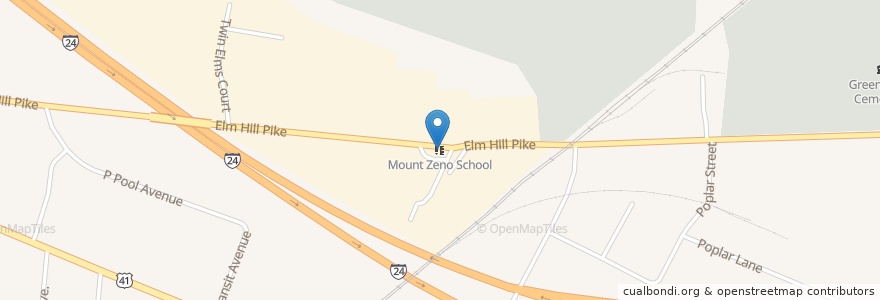 Mapa de ubicacion de Mount Zeno School en Estados Unidos Da América, Tennessee, Nashville-Davidson.