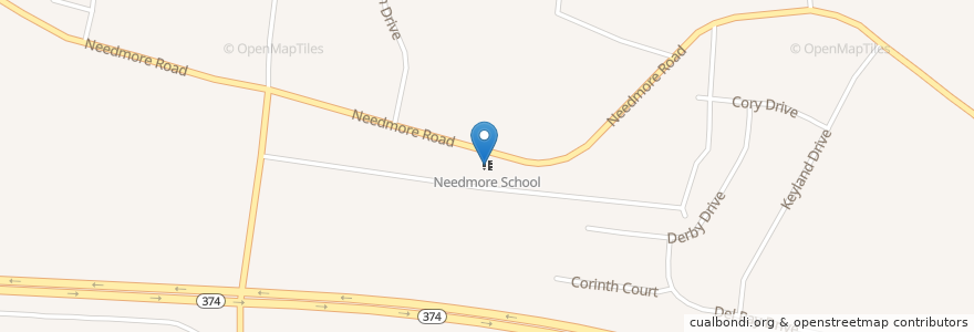 Mapa de ubicacion de Needmore School en United States, Tennessee, Montgomery County, Clarksville.