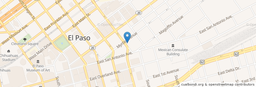 Mapa de ubicacion de Immaculate Conception Church en Estados Unidos De América, Texas, El Paso County, El Paso.