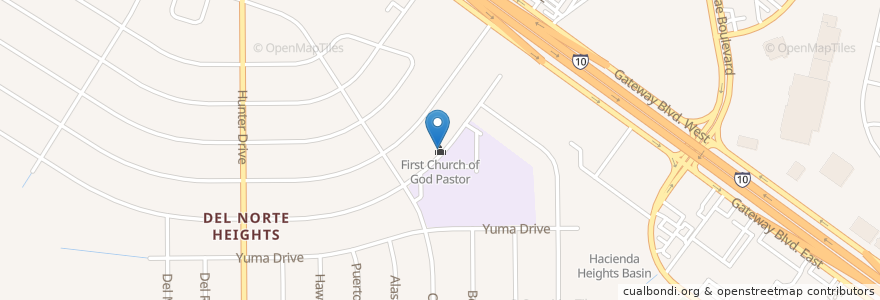 Mapa de ubicacion de First Church of God Pastor en Amerika Syarikat, Texas, El Paso County, El Paso.