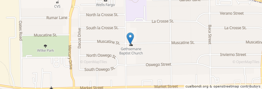 Mapa de ubicacion de Gethsemane Baptist Church en États-Unis D'Amérique, Texas, Houston, Harris County, Jacinto City.