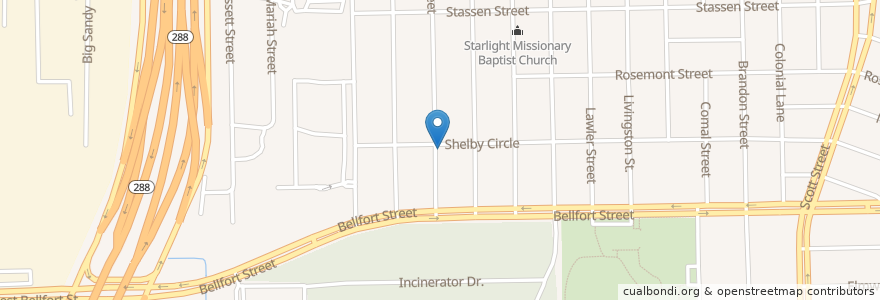 Mapa de ubicacion de First Mount Carmel Baptist Church en Amerika Birleşik Devletleri, Teksas, Houston, Harris County.