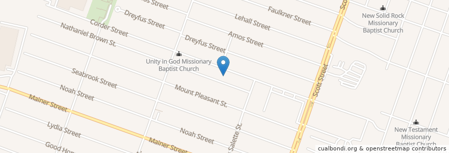 Mapa de ubicacion de Colonial Street Missionary Baptist Church en Vereinigte Staaten Von Amerika, Texas, Houston, Harris County.