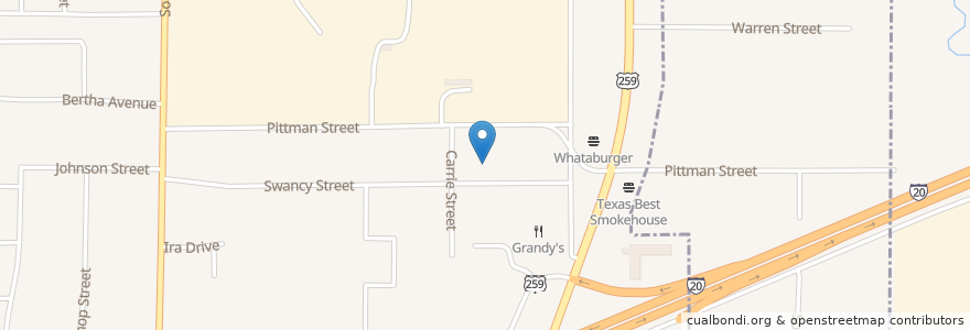 Mapa de ubicacion de Swancy Street Baptist Church en États-Unis D'Amérique, Texas, Gregg County, Longview.