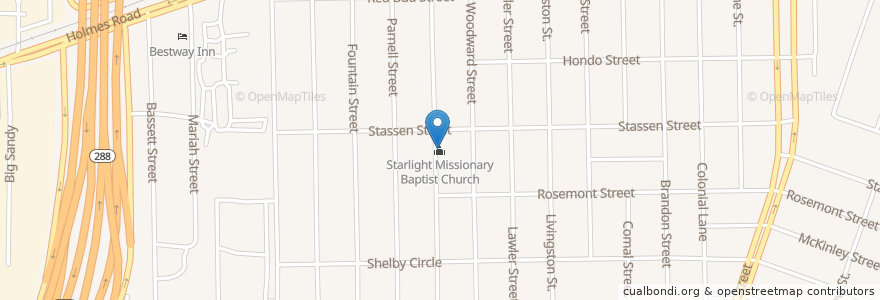 Mapa de ubicacion de Starlight Missionary Baptist Church en 미국, 텍사스, Houston, Harris County.