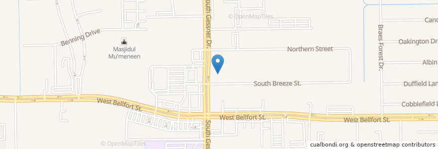 Mapa de ubicacion de Riceville Baptist Church en 美利坚合众国/美利堅合眾國, 得克萨斯州 / 德克薩斯州 / 德薩斯州, 休斯敦, Harris County.