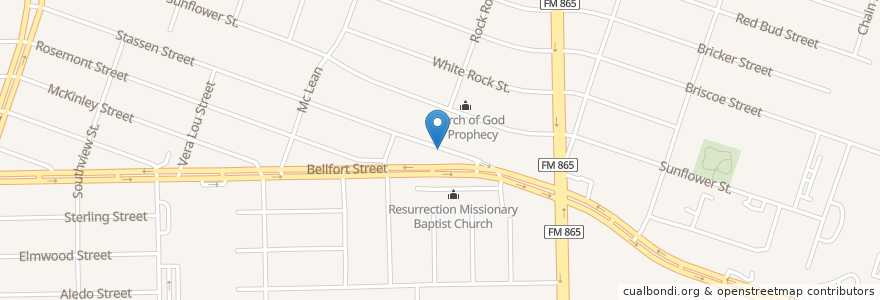 Mapa de ubicacion de Mount Calvary Missionary Baptist Church en États-Unis D'Amérique, Texas, Houston, Harris County.