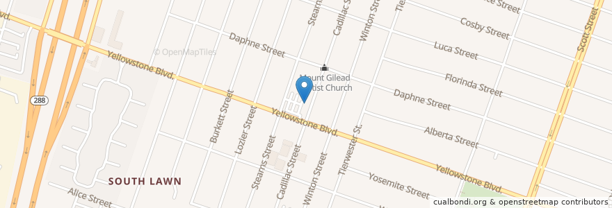 Mapa de ubicacion de Mount Olive Baptist Church en Estados Unidos Da América, Texas, Houston, Harris County.