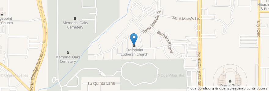Mapa de ubicacion de Crosspoint Lutheran Church en 美利坚合众国/美利堅合眾國, 得克萨斯州 / 德克薩斯州 / 德薩斯州, 休斯敦, Harris County.
